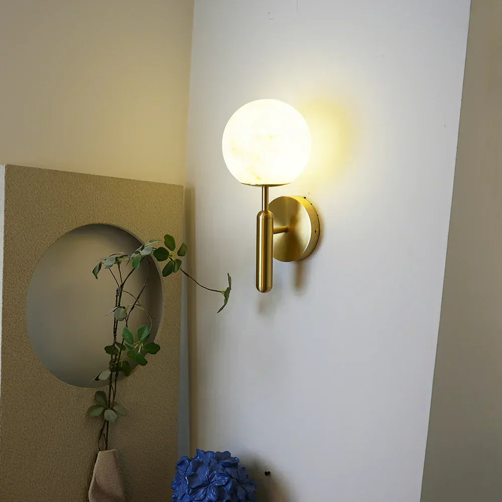 Orbis Wall Light in alabaster for Hallway by AUVIELIGHT