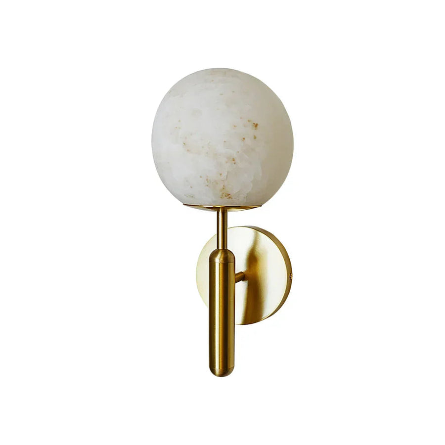 Orbis Wall Light in alabaster for Hallway by AUVIELIGHT, Dia 15cm x H 35cm / ∅ 5.9″ x H 13.8″ / Gold & White