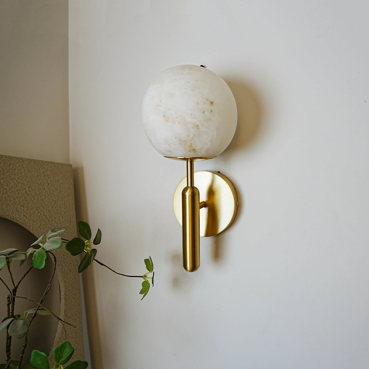 Orbis Wall Light in alabaster for Hallway by AUVIELIGHT