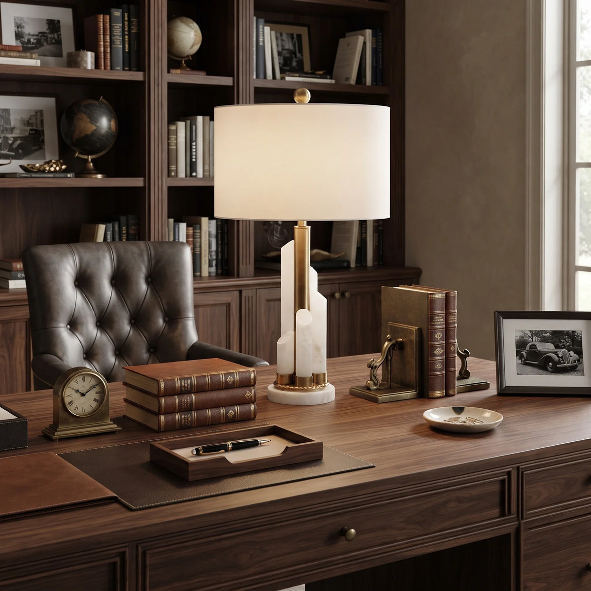 Orbit Table Lamp in alabaster for Living Room by AUVIELIGHT