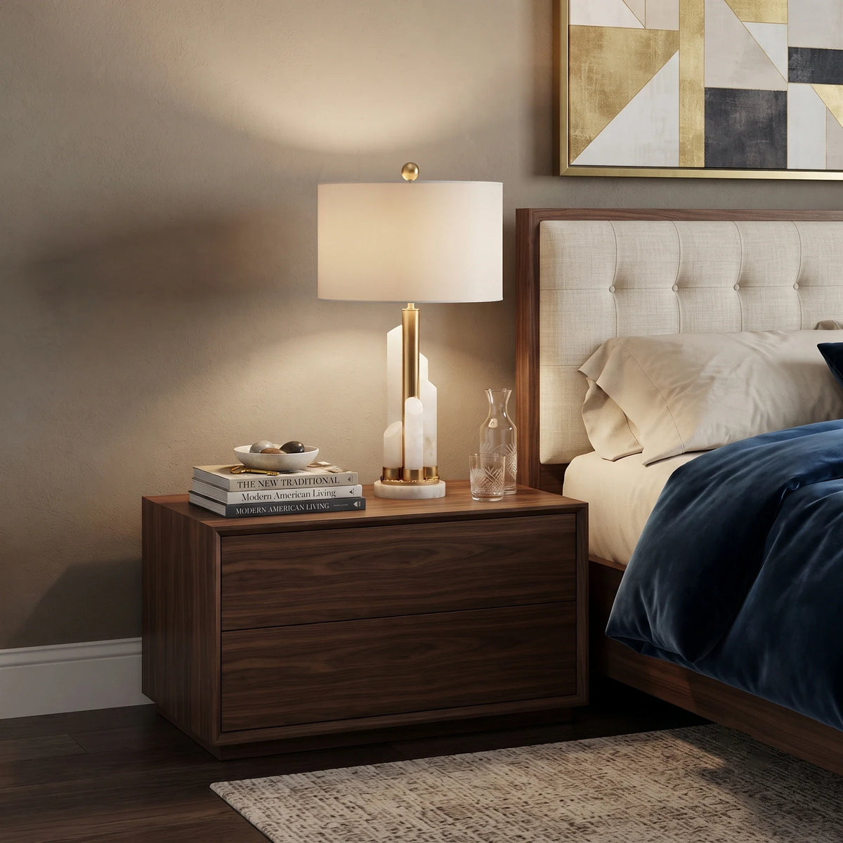 Orbit Table Lamp in alabaster for Living Room by AUVIELIGHT