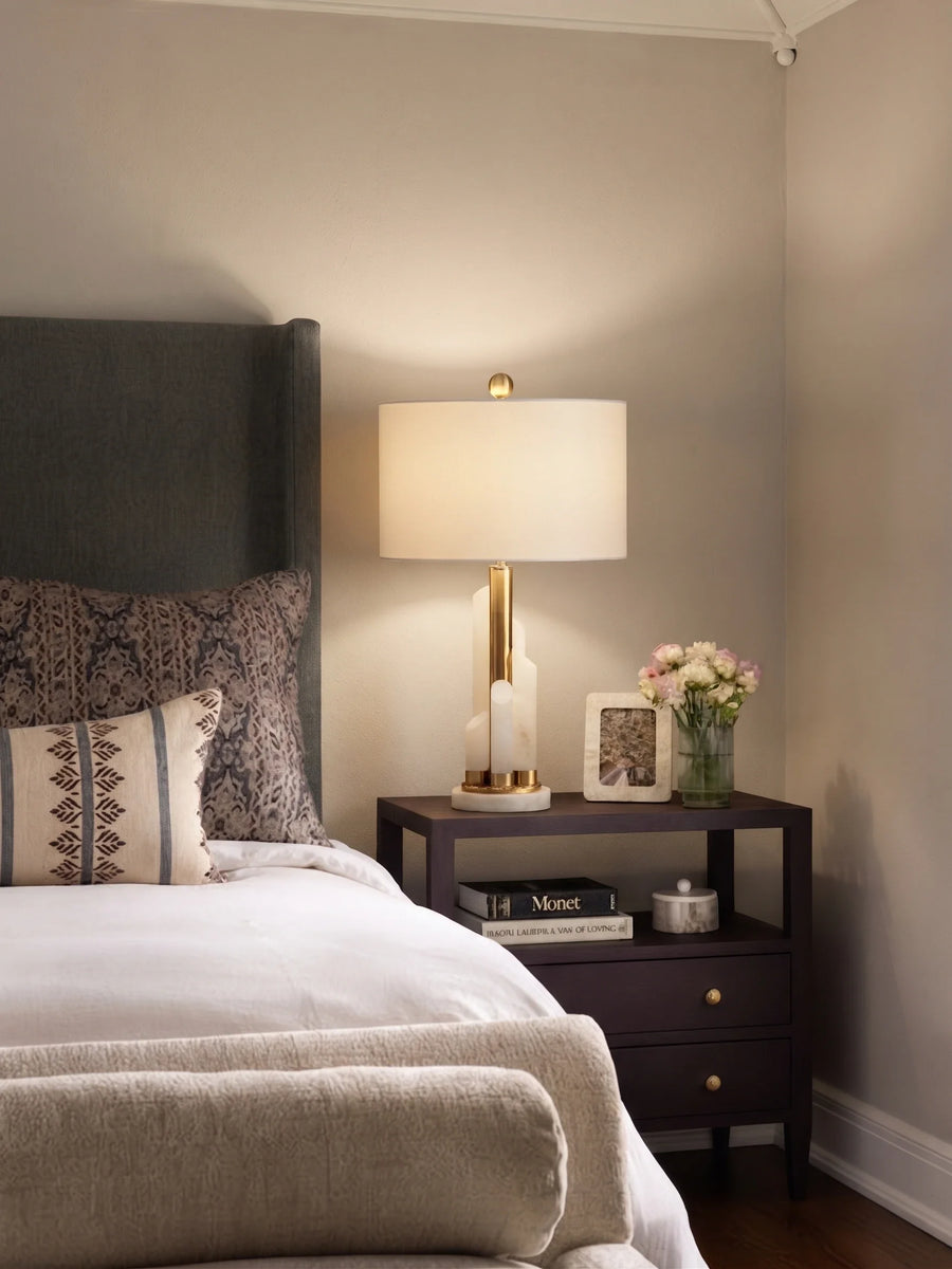 Orbit Table Lamp in alabaster for Living Room by AUVIELIGHT