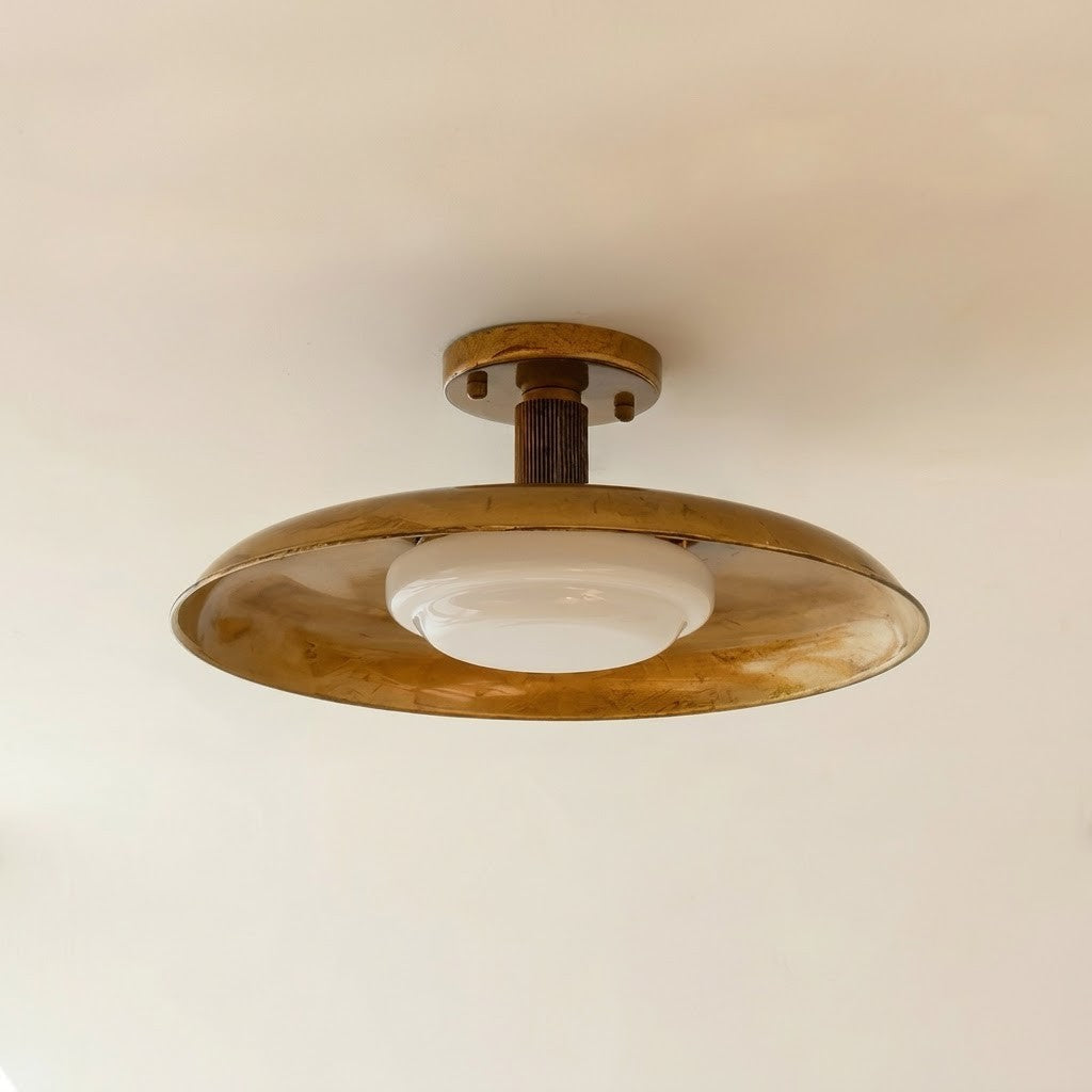Orbital Dome Ceiling Light for Living Room by AUVIELIGHT, D 50cm x H 25cm / ∅ 19.7″ x H 9.8″ / Gold & White