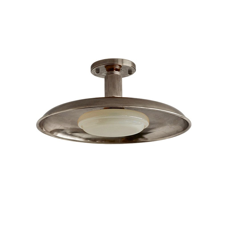 Orbital Dome Ceiling Light for Living Room by AUVIELIGHT, D 50cm x H 25cm / ∅ 19.7″ x H 9.8″ / Nickel color & White