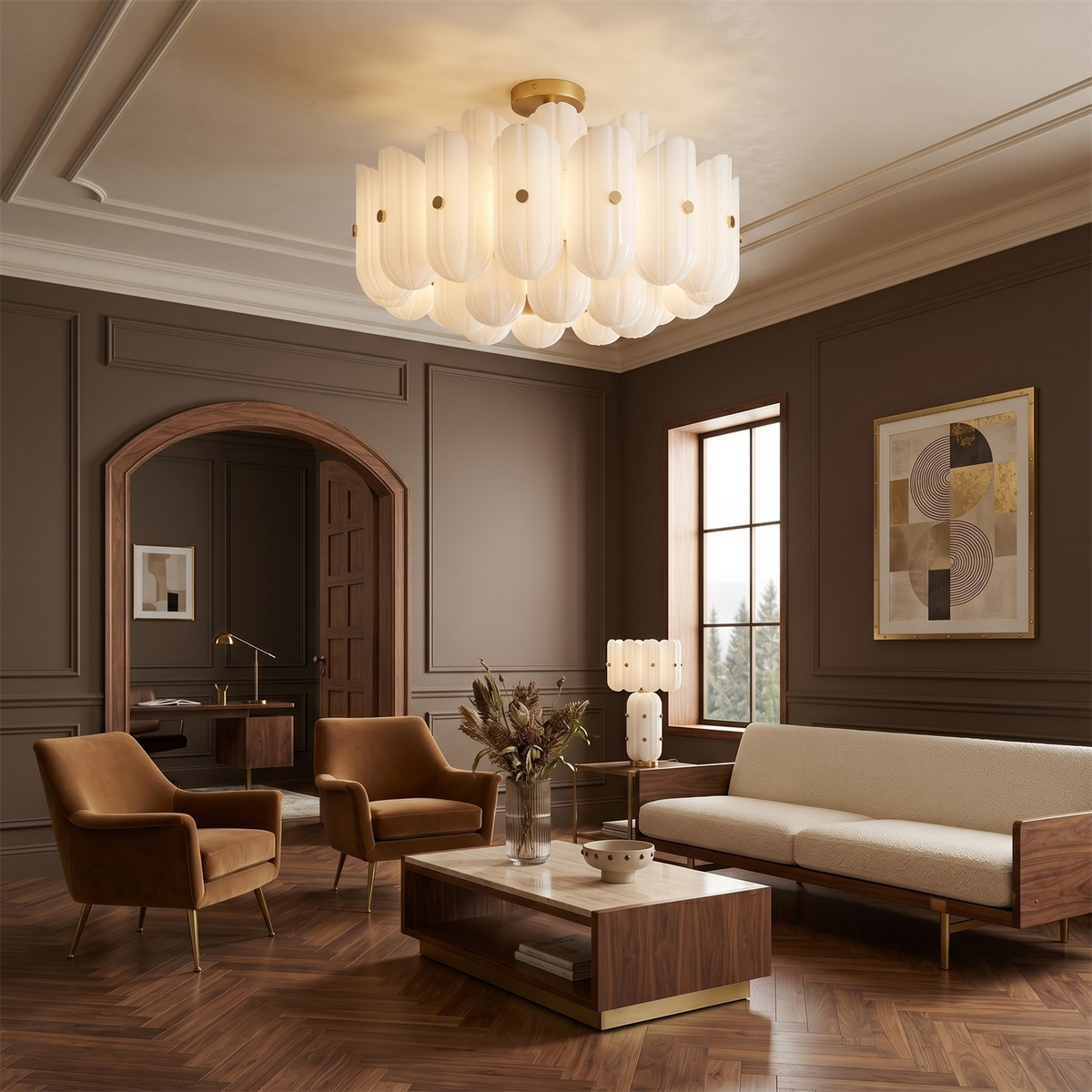 Origami Ceiling Light in glass for Living Room by AUVIELIGHT