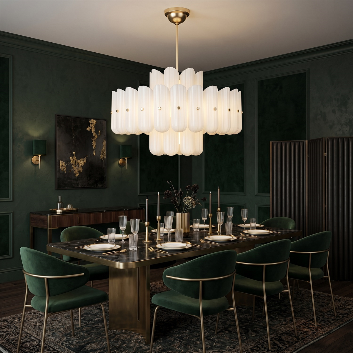 Origami Chandelier in glass for Dining Room by AUVIELIGHT