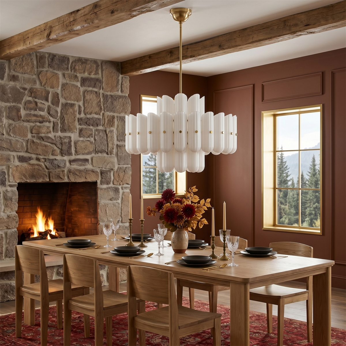 Origami Chandelier in glass for Dining Room by AUVIELIGHT