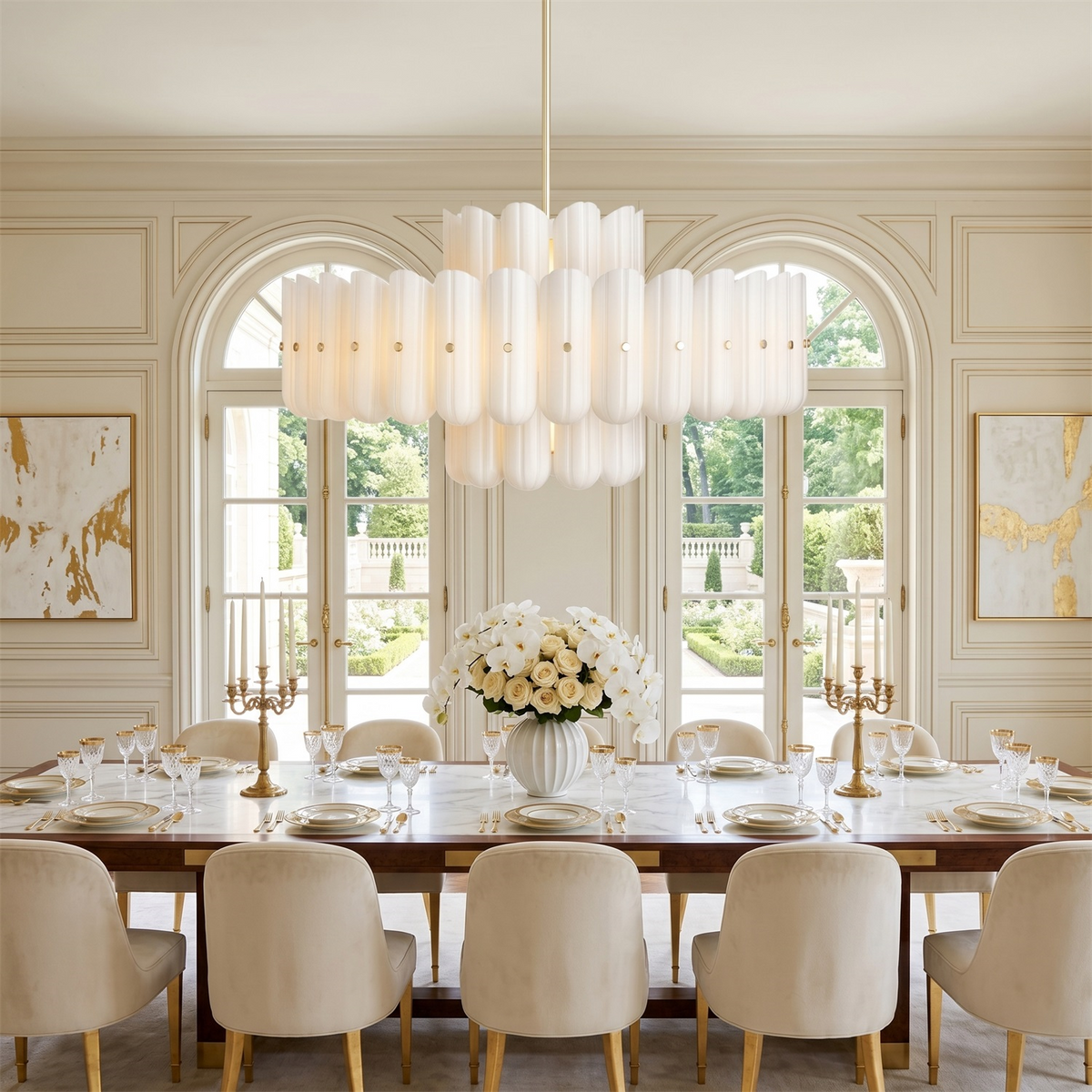 Origami Chandelier in glass for Dining Room by AUVIELIGHT