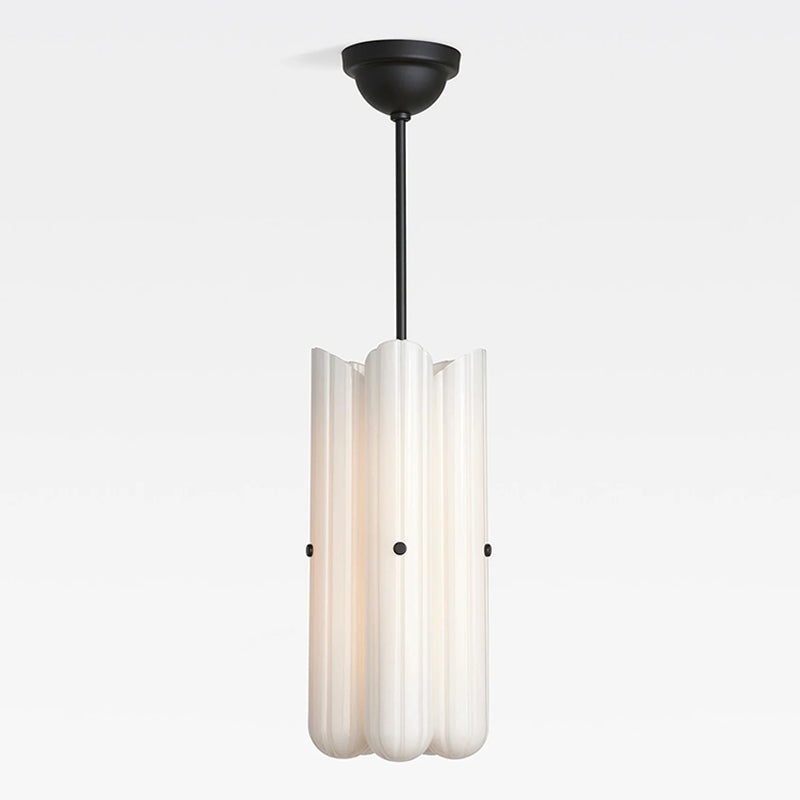 Origami Chandelier in glass for Dining Room by AUVIELIGHT, Dia 28cm x H 61cm / ∅ 11″ x H 24″ / Black & White / Warm Light