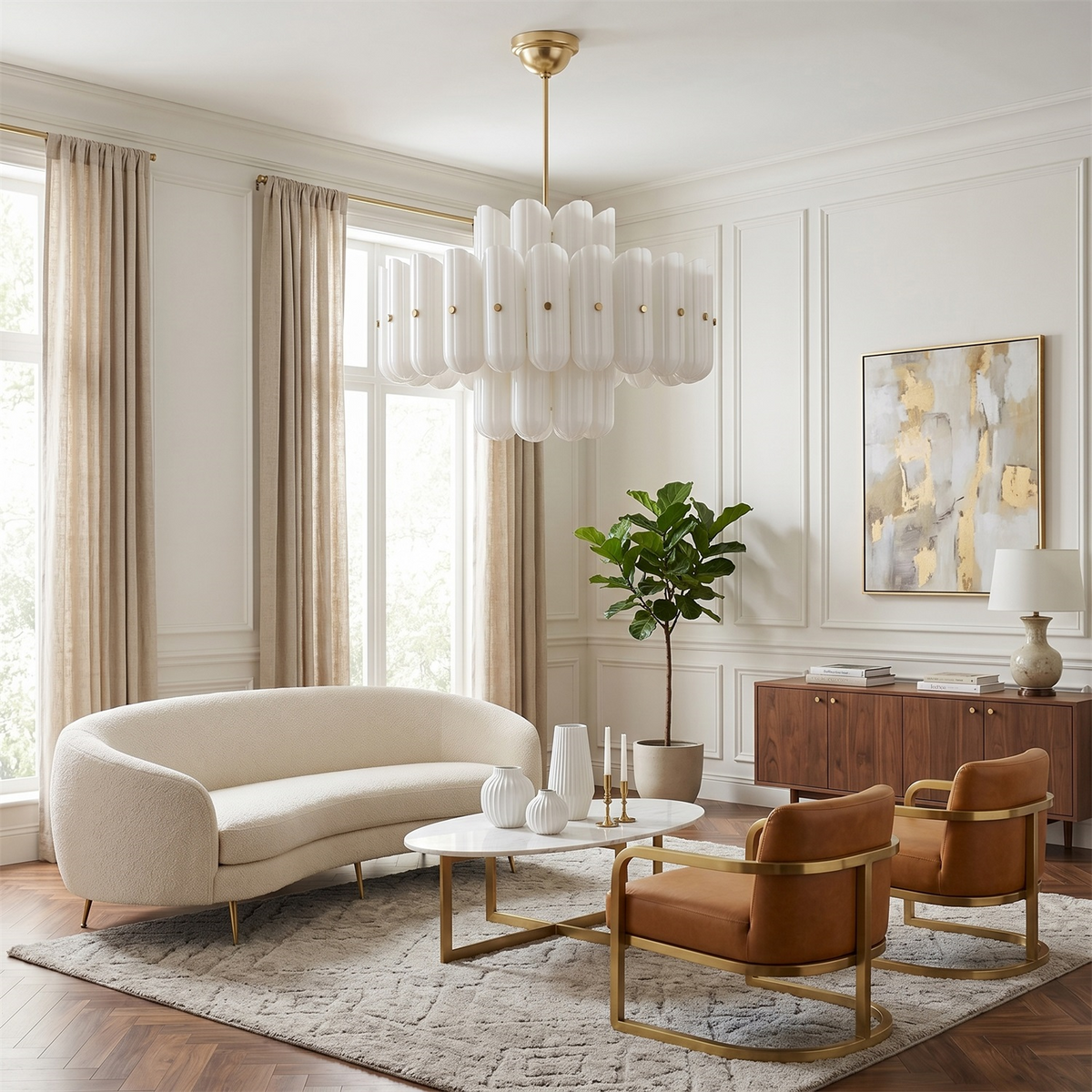 Origami Chandelier in glass for Dining Room by AUVIELIGHT