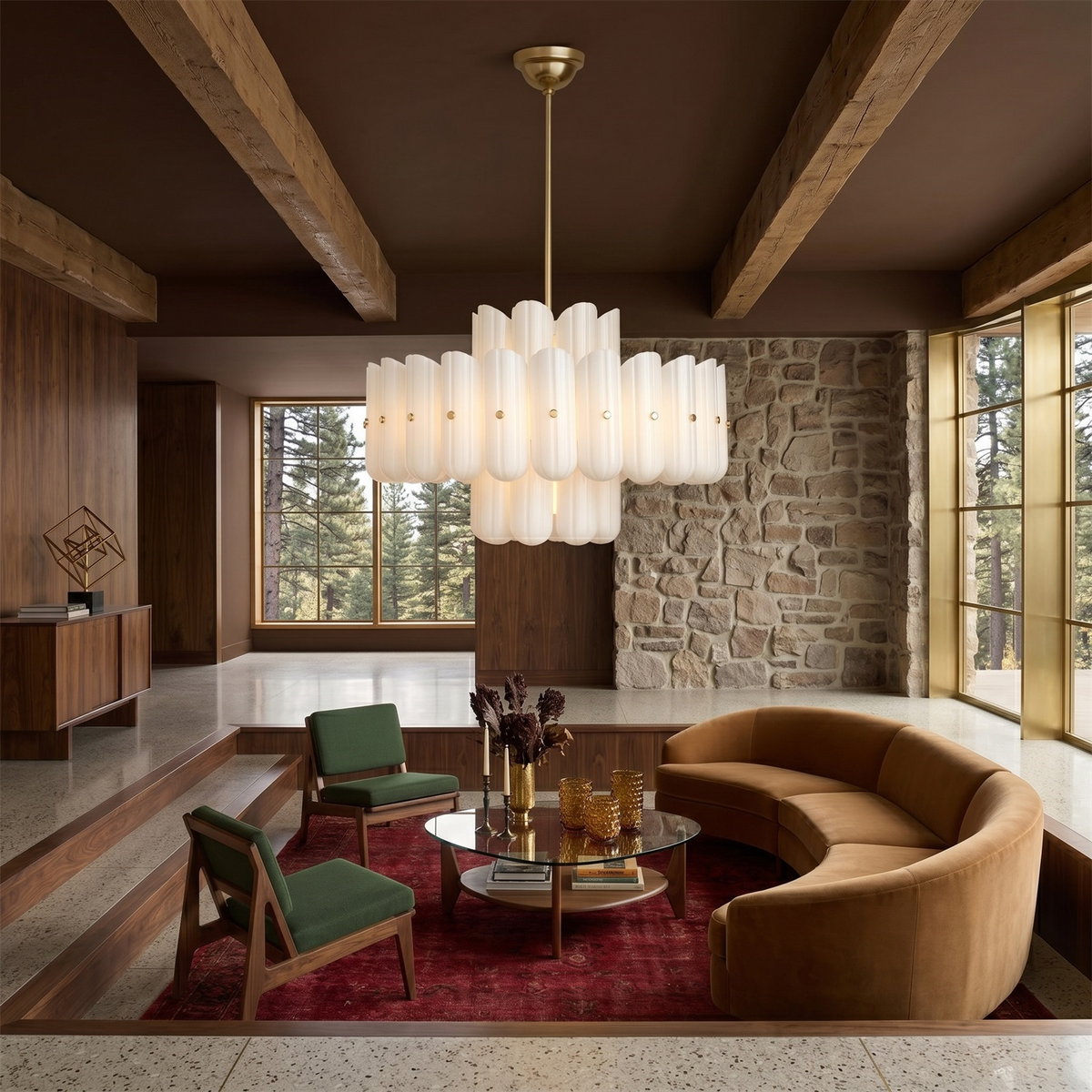 Origami Chandelier in glass for Dining Room by AUVIELIGHT