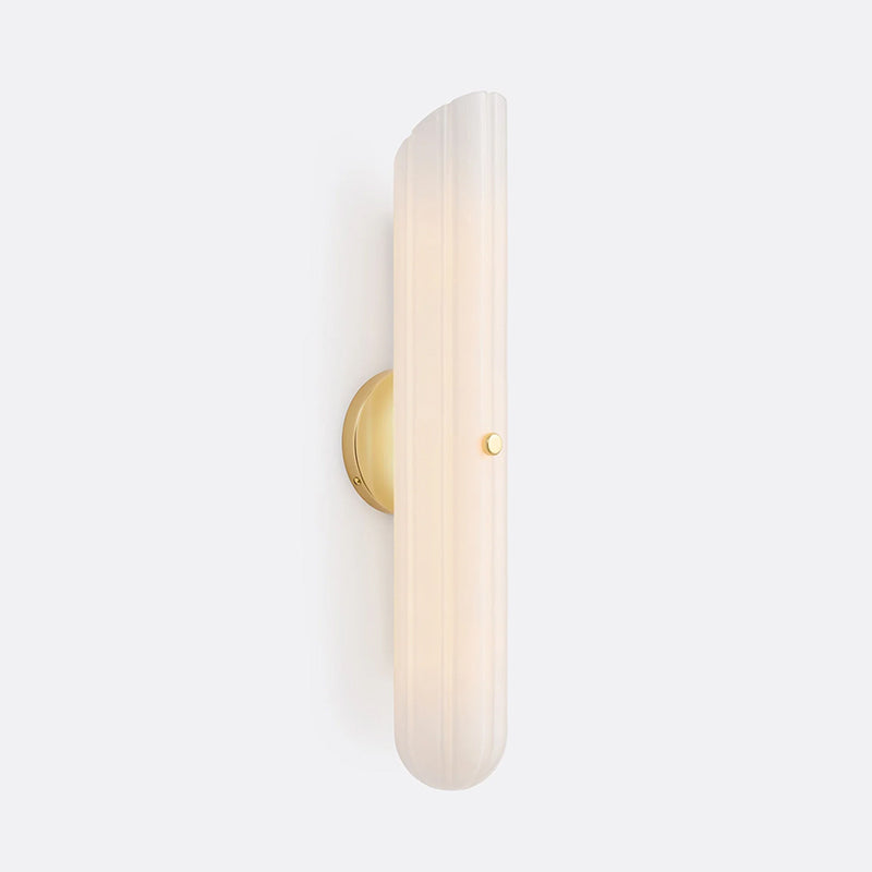 Origami Wall Light in glass for Hallway by AUVIELIGHT, Dia 13cm x H 61cm / ∅5.1″ x H 24″ / Gold & White / Warm Light