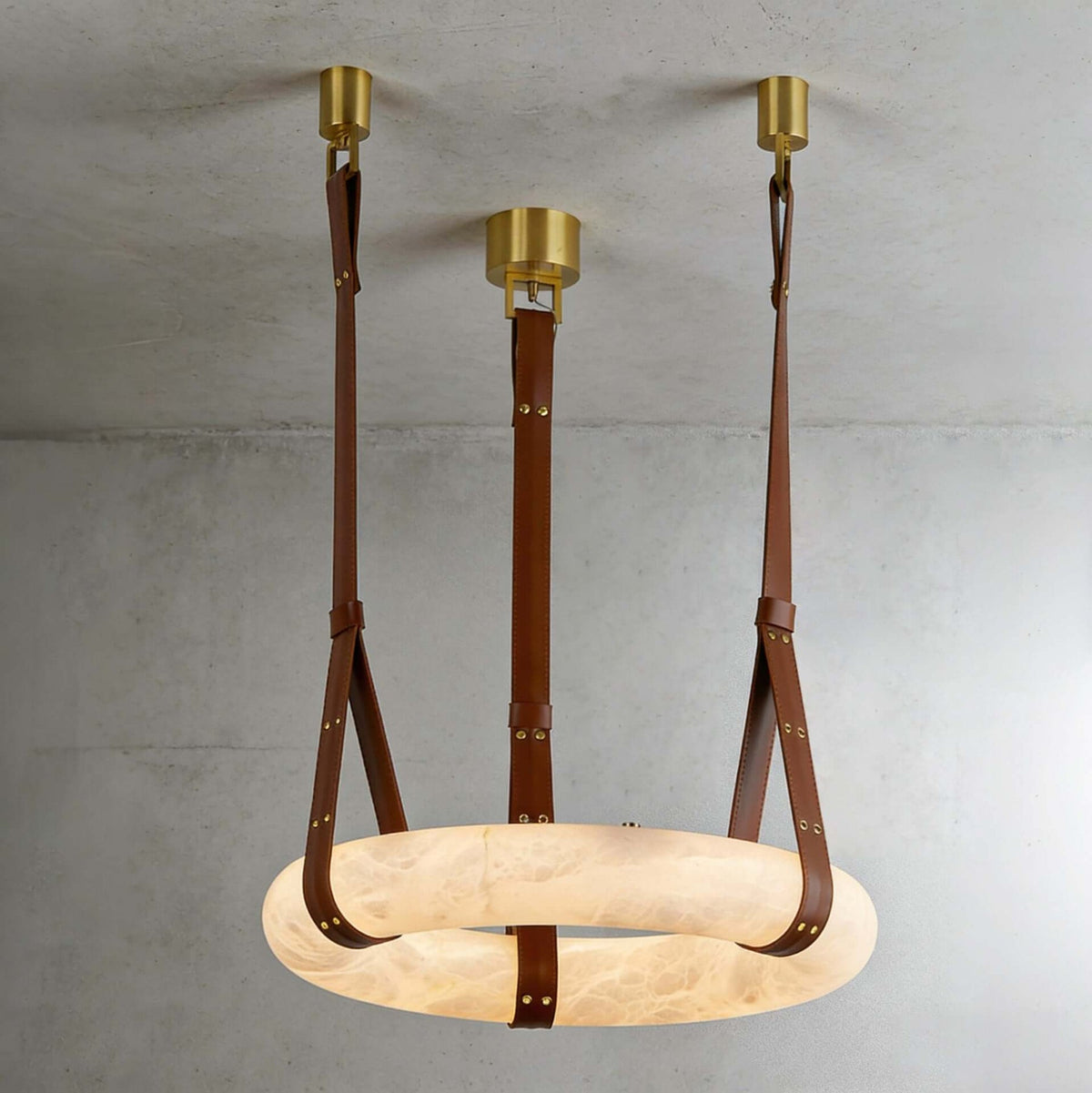 Oslo Chandelier for Dining Room by AUVIELIGHT, Model A: Dia 50cm x H 10cm / Dia 19.7" x H 3.9" / Brown / Warm Light and 3 other sizes