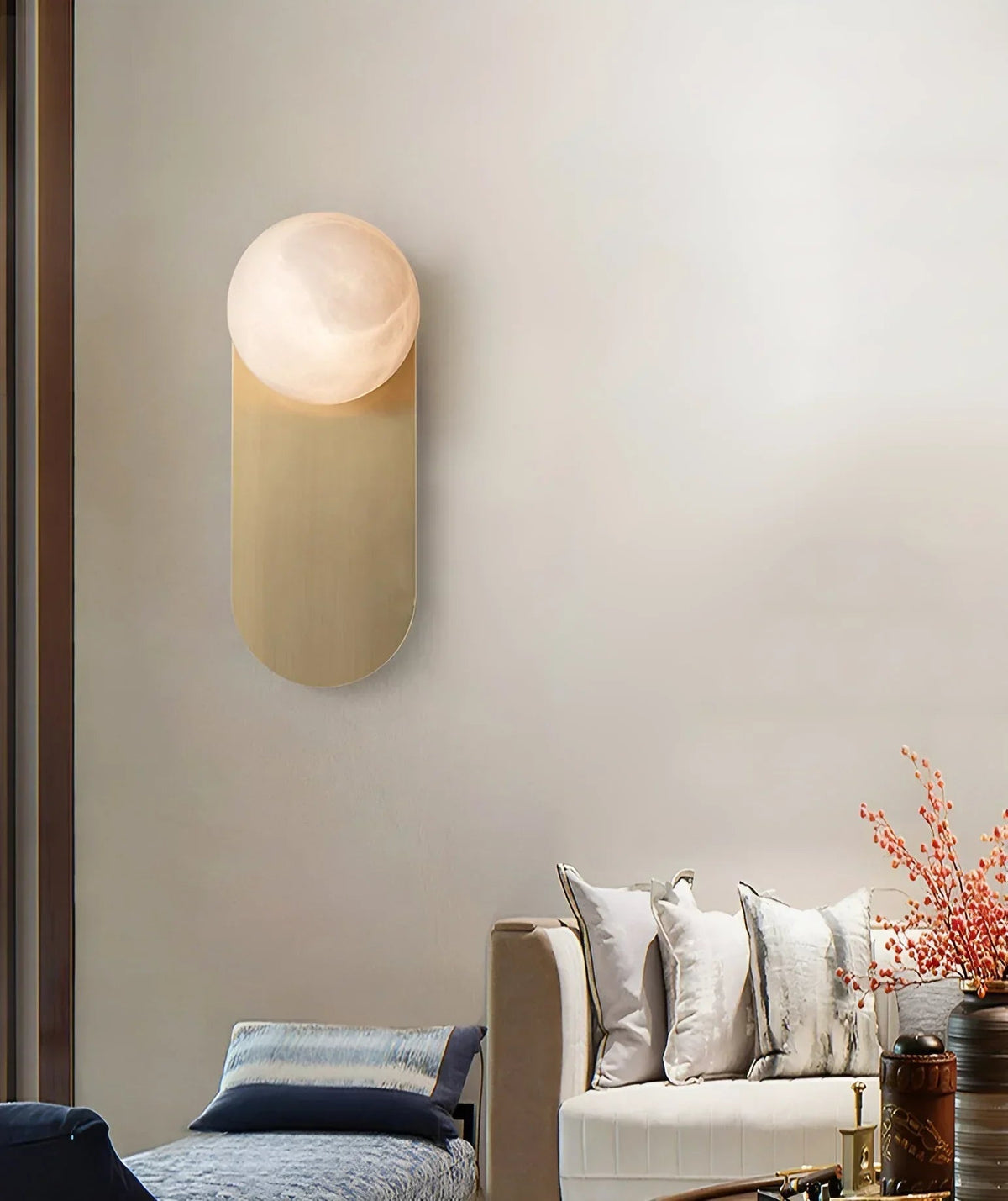 Adrion Oval Wall Light in alabaster for Hallway by AUVIELIGHT