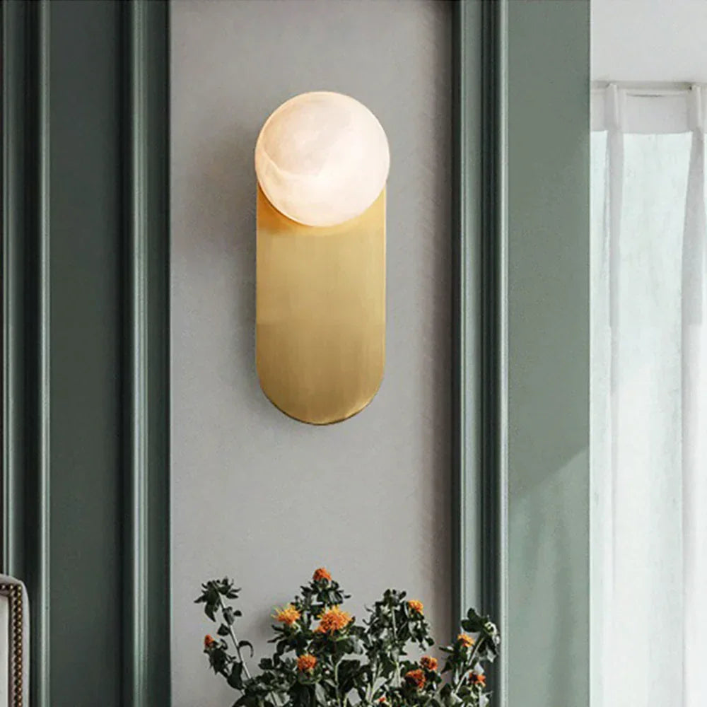 Adrion Oval Wall Light in alabaster for Hallway by AUVIELIGHT
