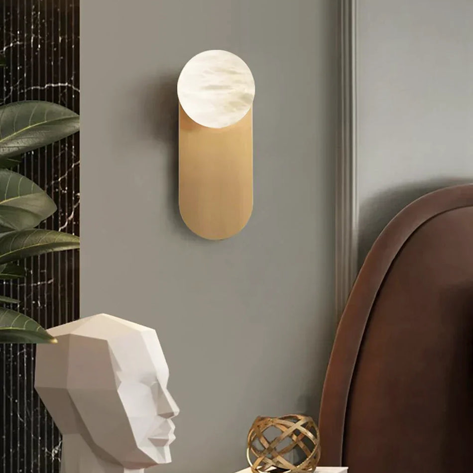 Adrion Oval Wall Light in alabaster for Hallway by AUVIELIGHT