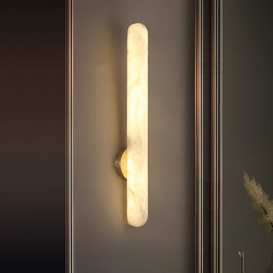 Alunari Oval Wall Sconce in alabaster for Hallway by AUVIELIGHT