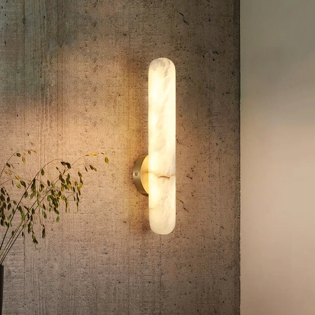 Alunari Oval Wall Sconce in alabaster for Hallway by AUVIELIGHT