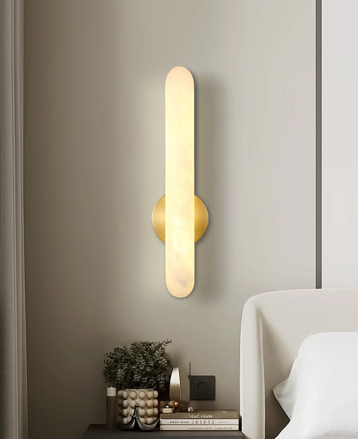 Alunari Oval Wall Sconce in alabaster for Hallway by AUVIELIGHT