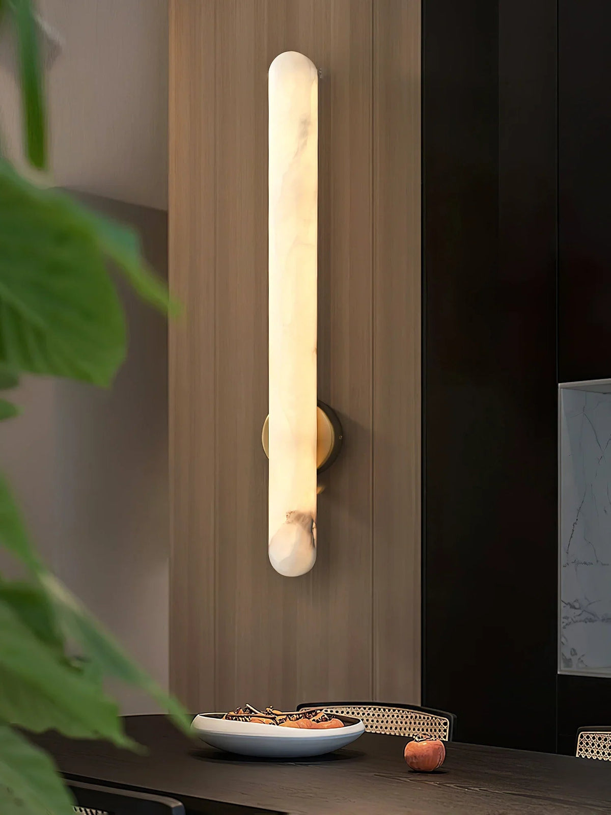 Alunari Oval Wall Sconce in alabaster for Hallway by AUVIELIGHT