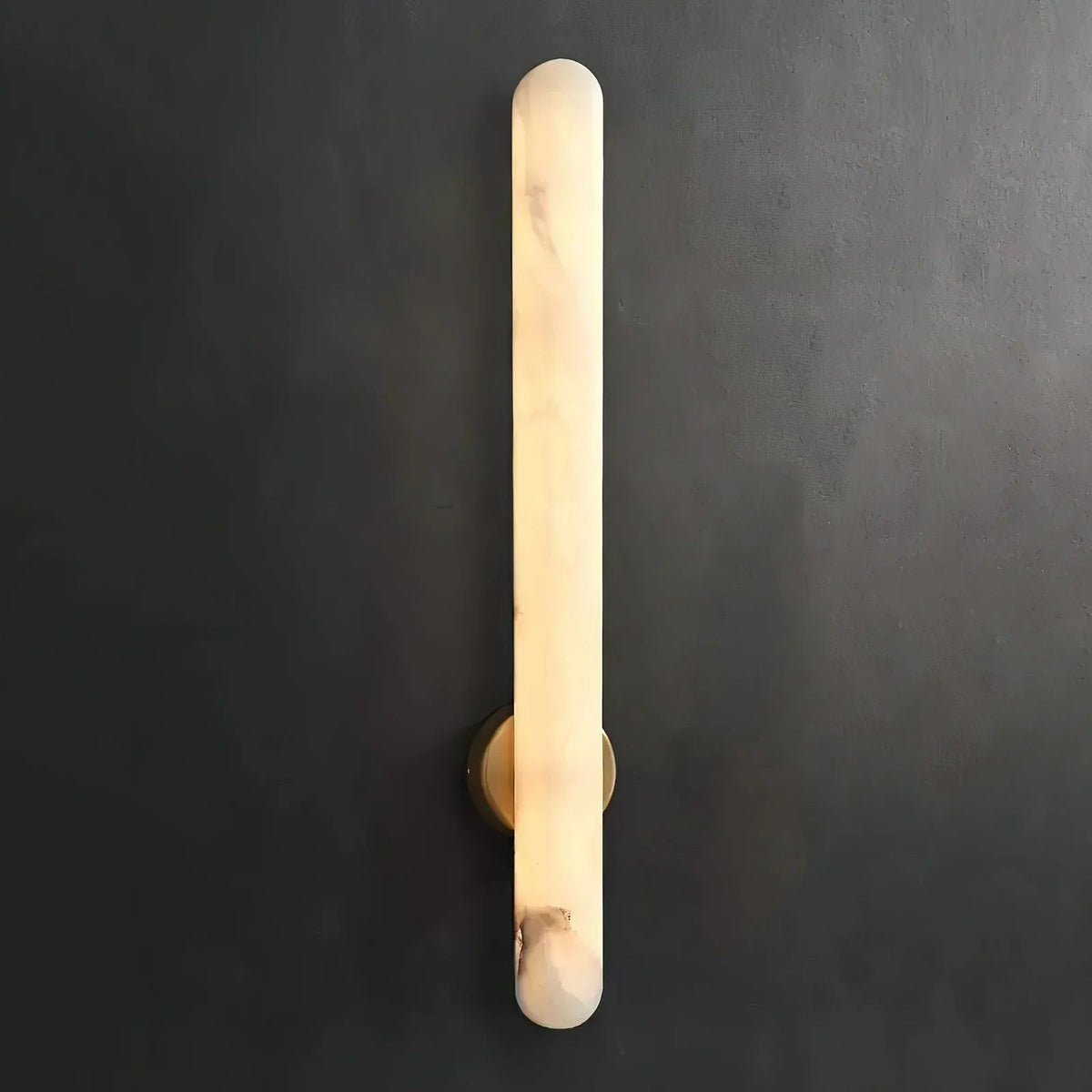 Alunari Oval Wall Sconce in alabaster for Hallway by AUVIELIGHT, Dia 5cm x H 60cm / ∅ 1.9″ x H 23.6″ / Gold & White / Warm Light