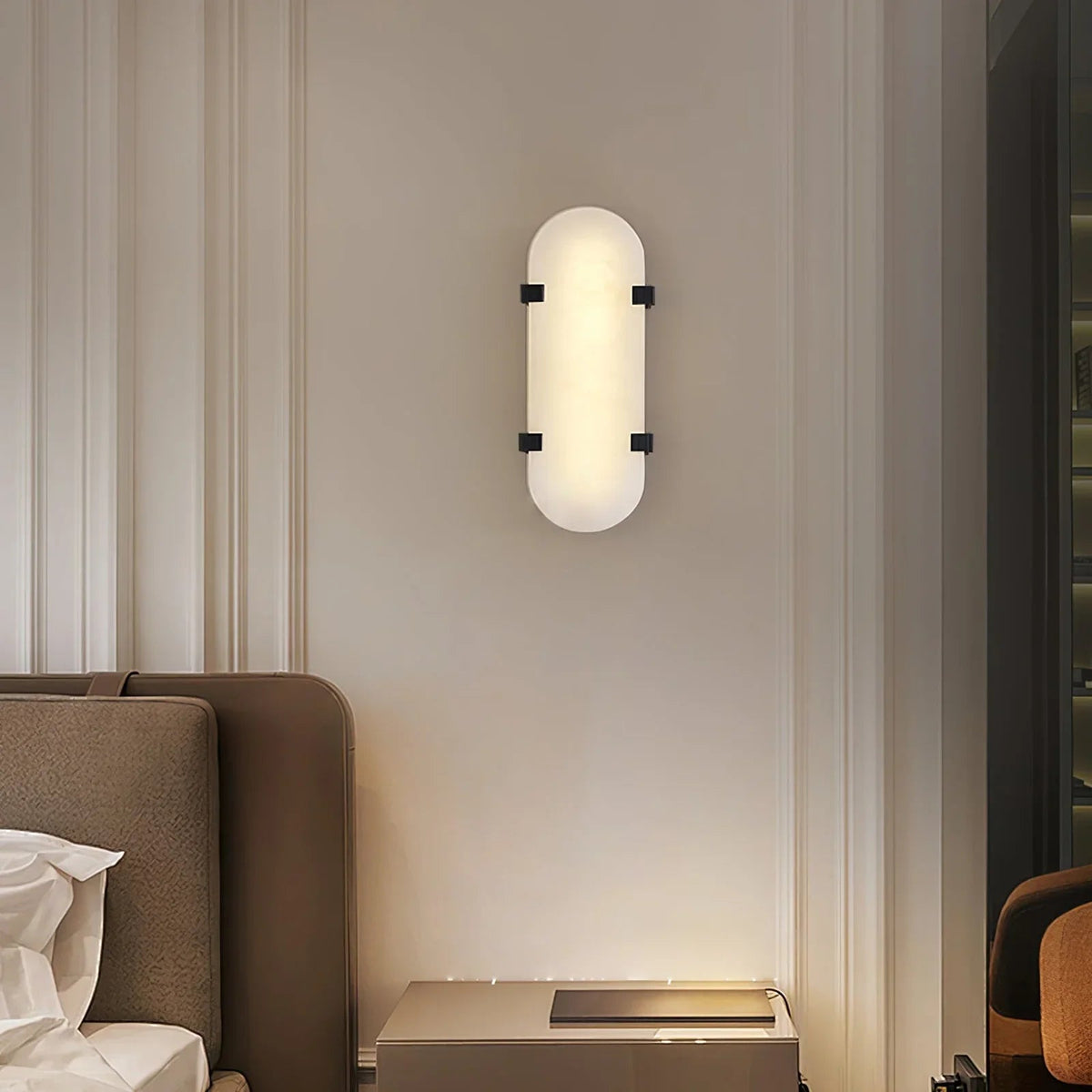 Calla Oval Wall Sconce in alabaster for Hallway by AUVIELIGHT