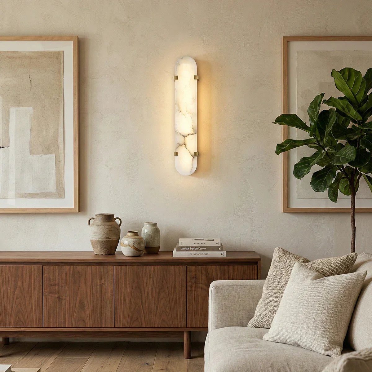Calla Oval Wall Sconce in alabaster for Hallway by AUVIELIGHT