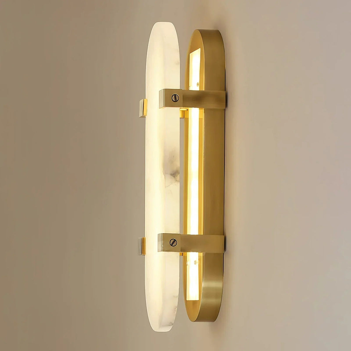Calla Oval Wall Sconce in alabaster for Hallway by AUVIELIGHT