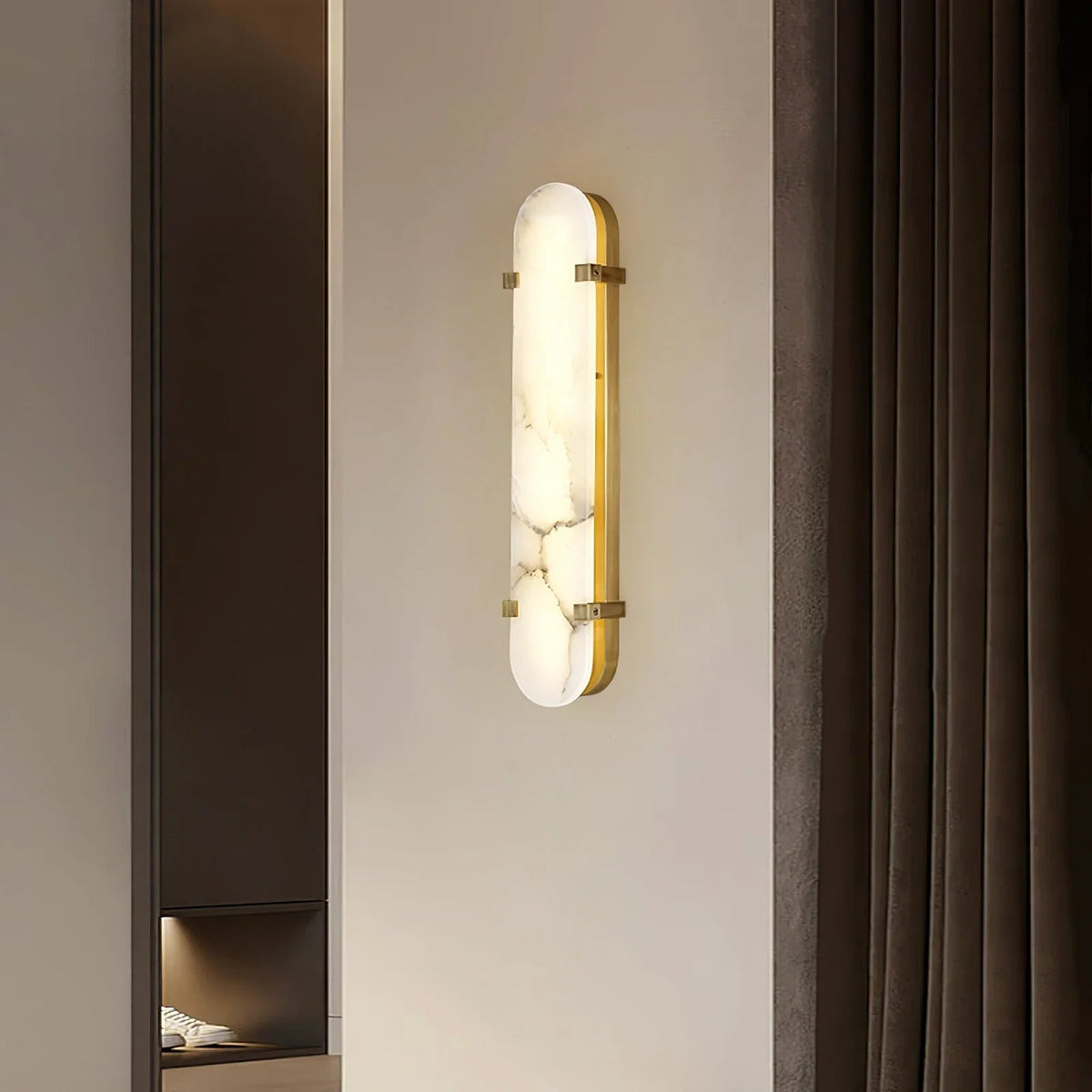 Calla Oval Wall Sconce in alabaster for Hallway by AUVIELIGHT