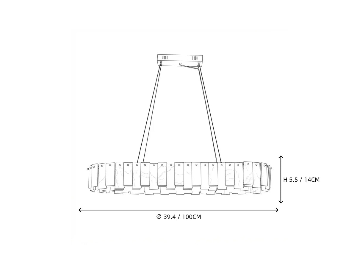Oval Slat Chandelier in alabaster for Dining Room by AUVIELIGHT