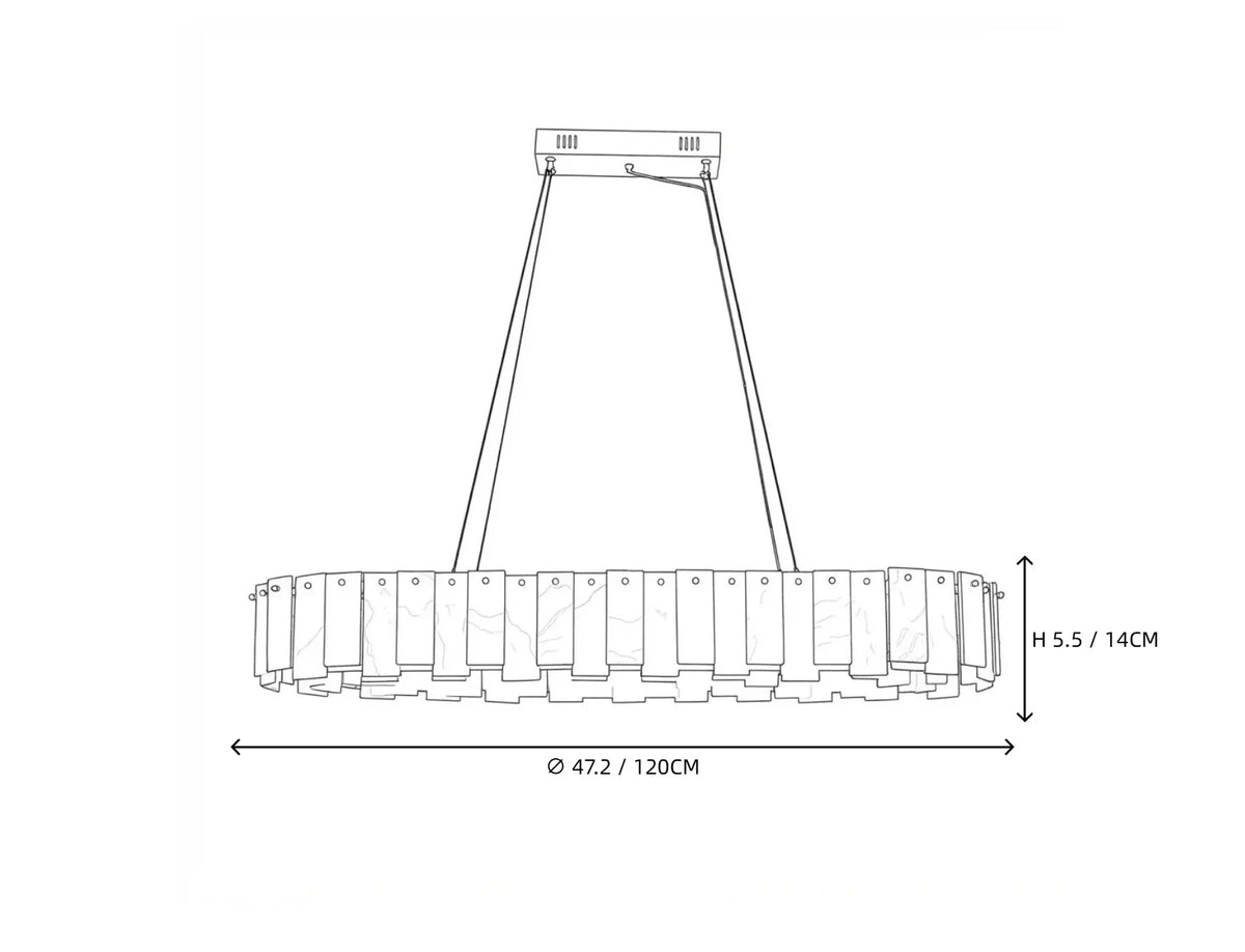 Oval Slat Chandelier in alabaster for Dining Room by AUVIELIGHT