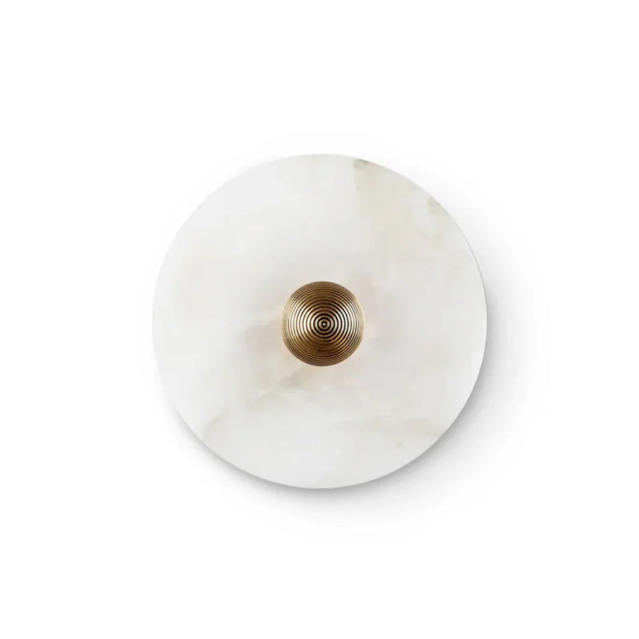 Solaris Disc Wall Light in alabaster for Hallway by AUVIELIGHT