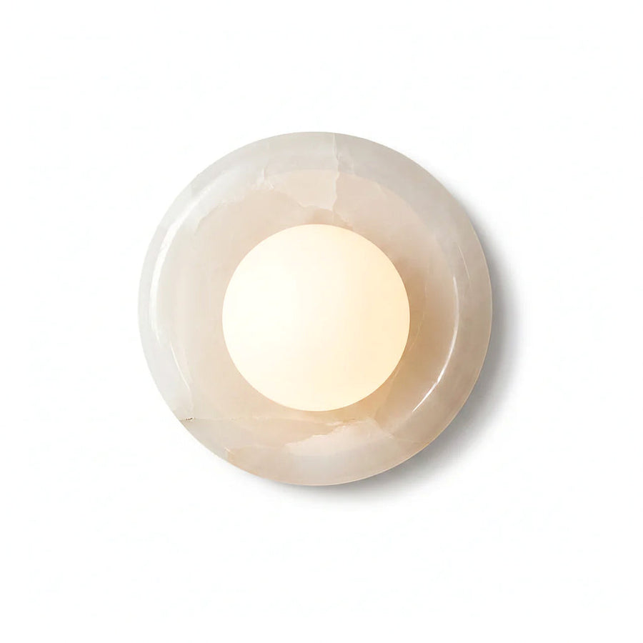 Round Wall Sconce in natural stone for Hallway by AUVIELIGHT