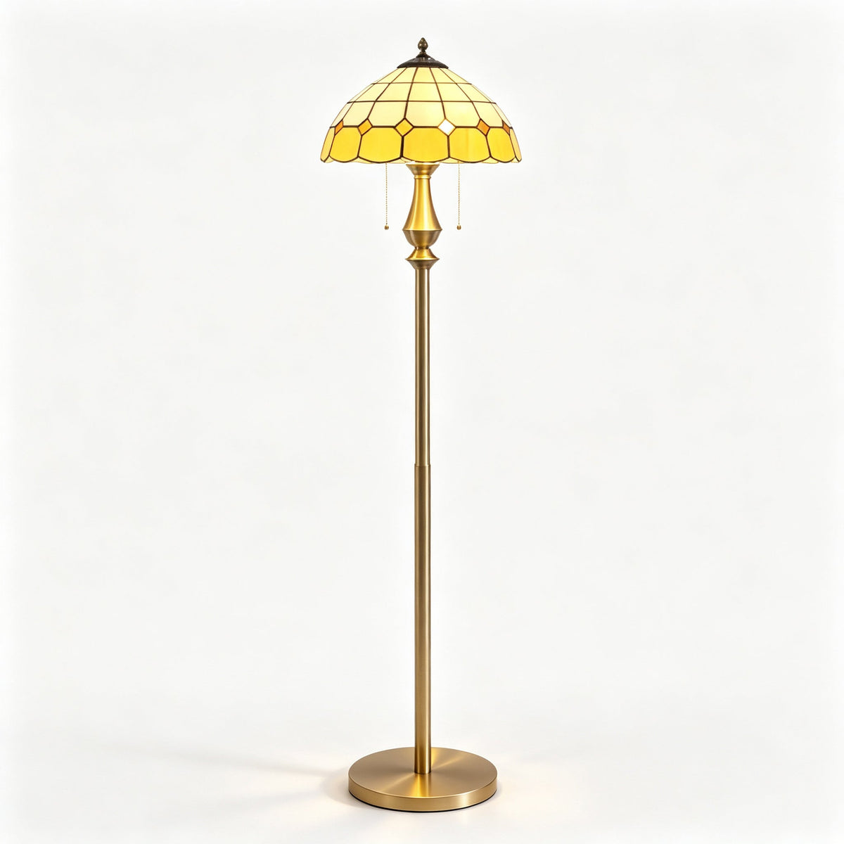 Pastel Mosaic Petal Floor Lamp for Living Room by AUVIELIGHT, Model A ∅ 13.8" x H 61.4" / Dia 35 cm x H 156cm / Brass & Yellow and white / AU
