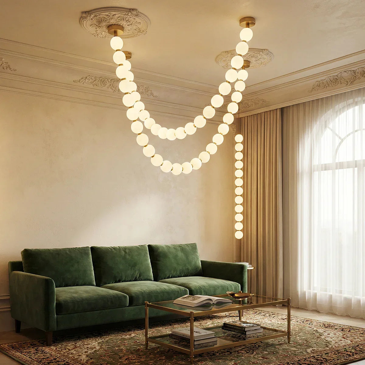 Pearl Necklace Chandelier for Dining Room by AUVIELIGHT