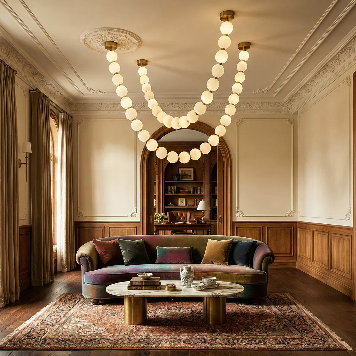Pearl Necklace Chandelier for Dining Room by AUVIELIGHT