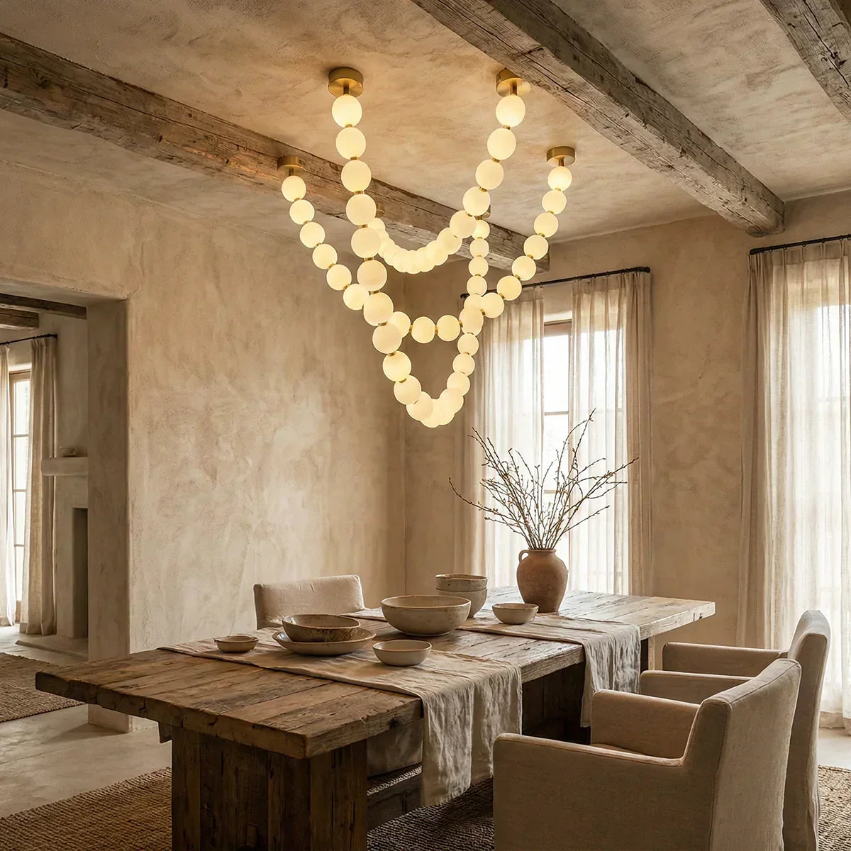 Pearl Necklace Chandelier for Dining Room by AUVIELIGHT