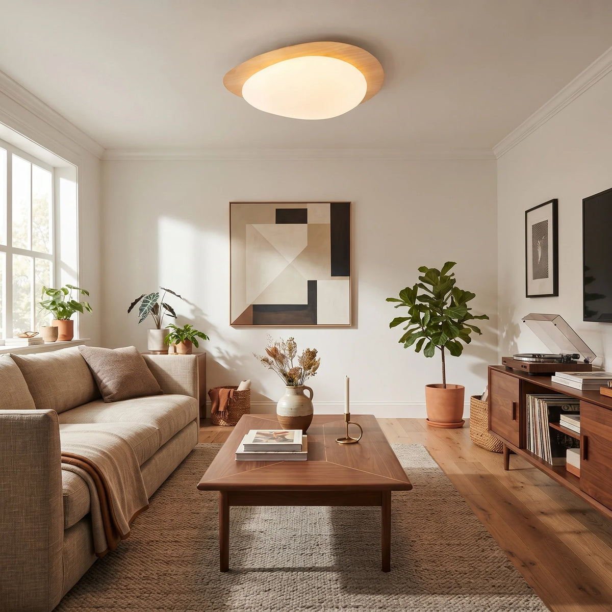 Pebble Plastic Flush Mount in metal for Low Ceilings by AUVIELIGHT