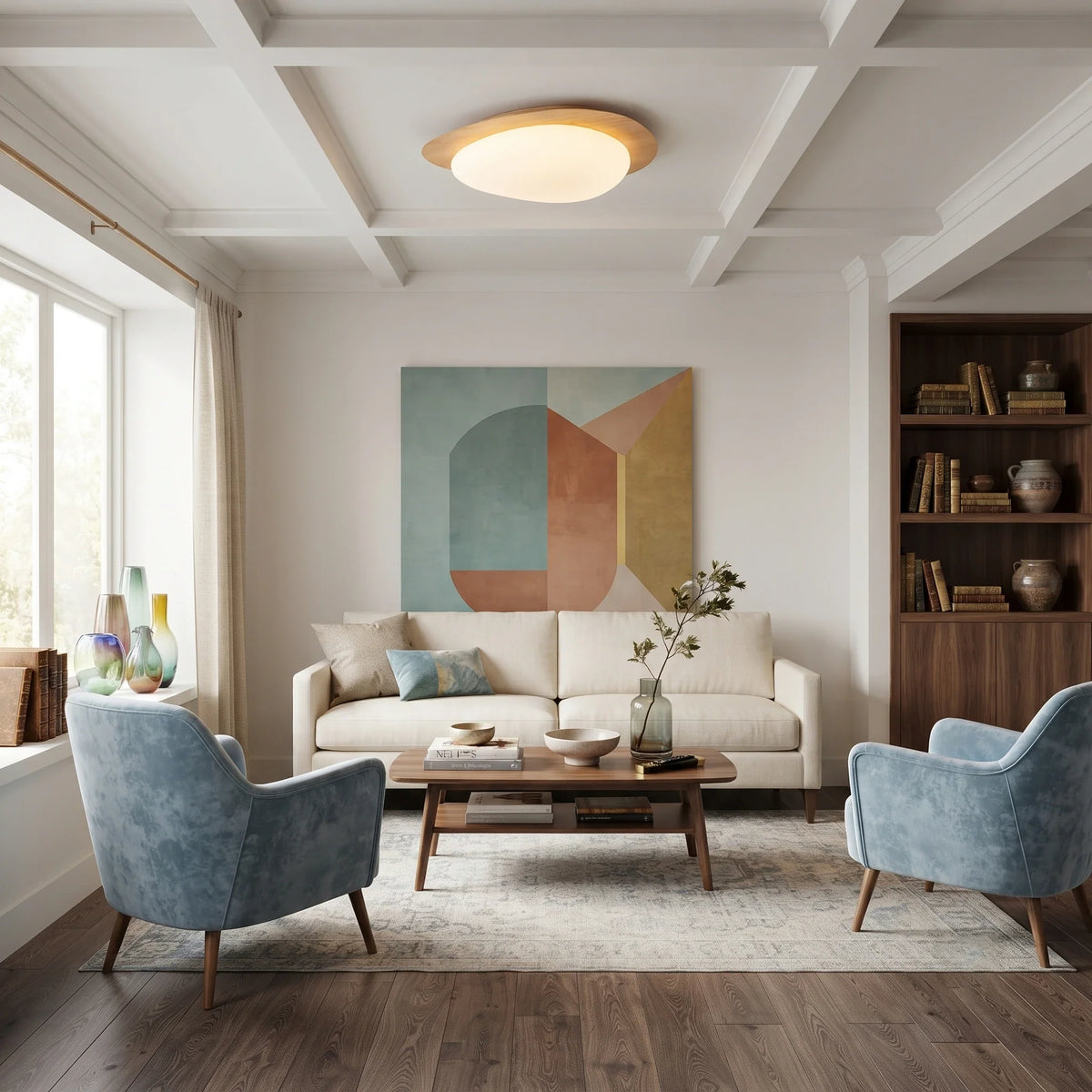 Pebble Plastic Flush Mount in metal for Low Ceilings by AUVIELIGHT