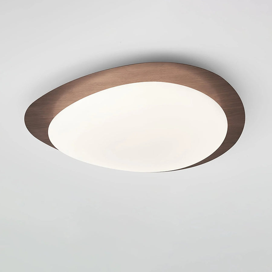 Pebble Plastic Flush Mount in metal for Low Ceilings by AUVIELIGHT, ∅ 11.8" x H 3.1" / Dia 30cm x H 8cm / Artistic Walnut Grain Effect and 2