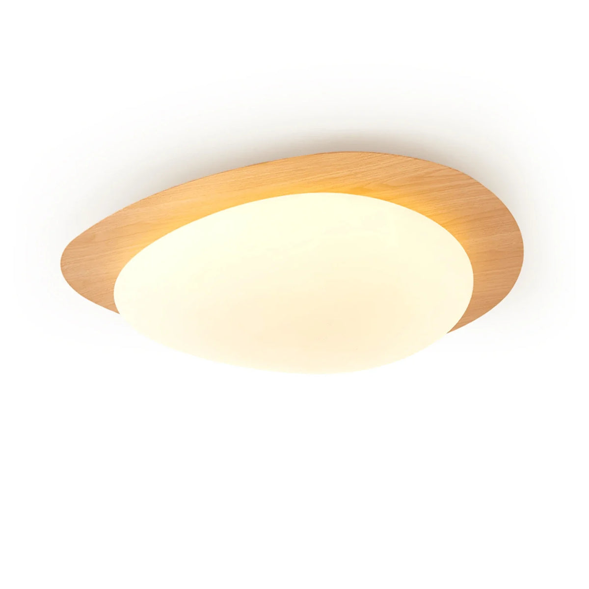 Pebble Plastic Flush Mount in metal for Low Ceilings by AUVIELIGHT, ∅ 11.8" x H 3.1" / Dia 30cm x H 8cm / Artistic Nature Wood Effect and 2
