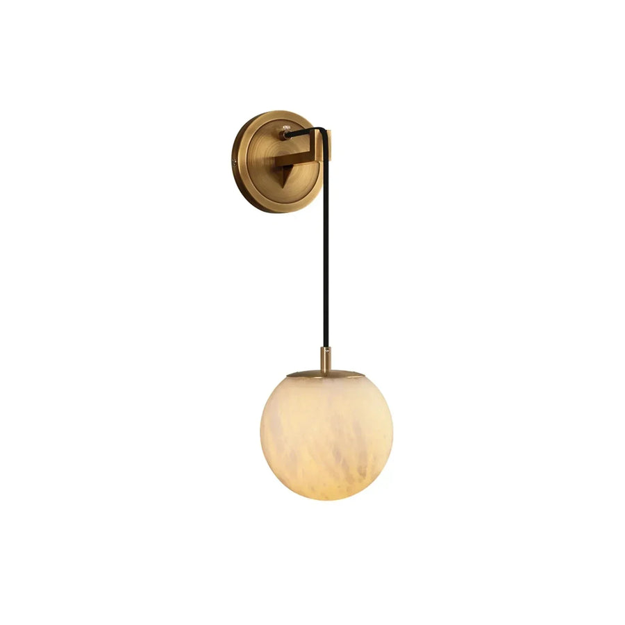 Sphere Wall Sconce in alabaster for Hallway by AUVIELIGHT, Dia 10cm / ∅ 4″ / White+Gold