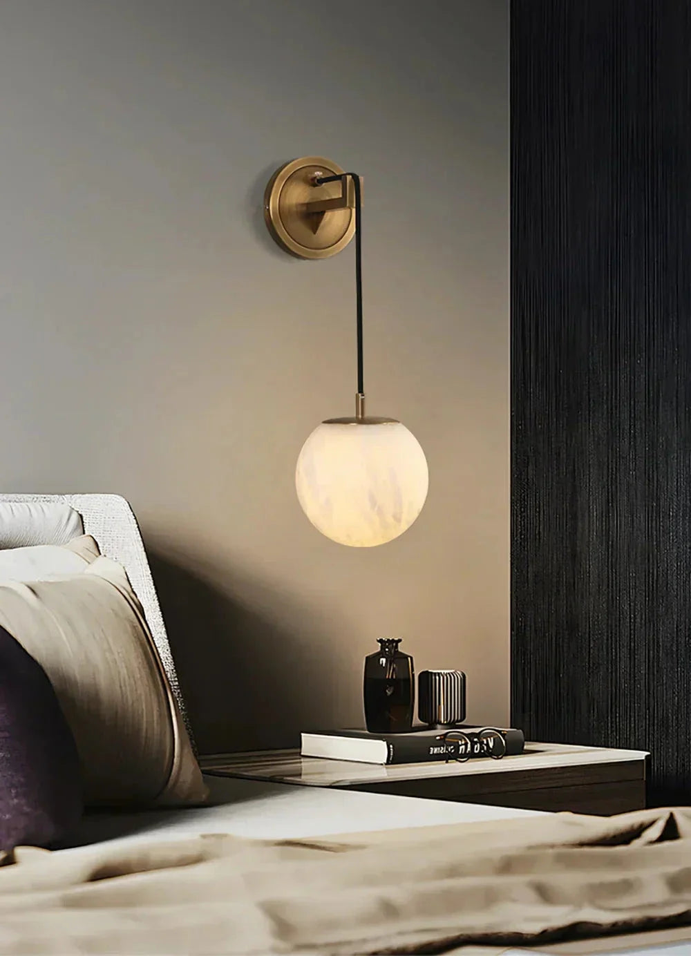 Sphere Wall Sconce in alabaster for Hallway by AUVIELIGHT