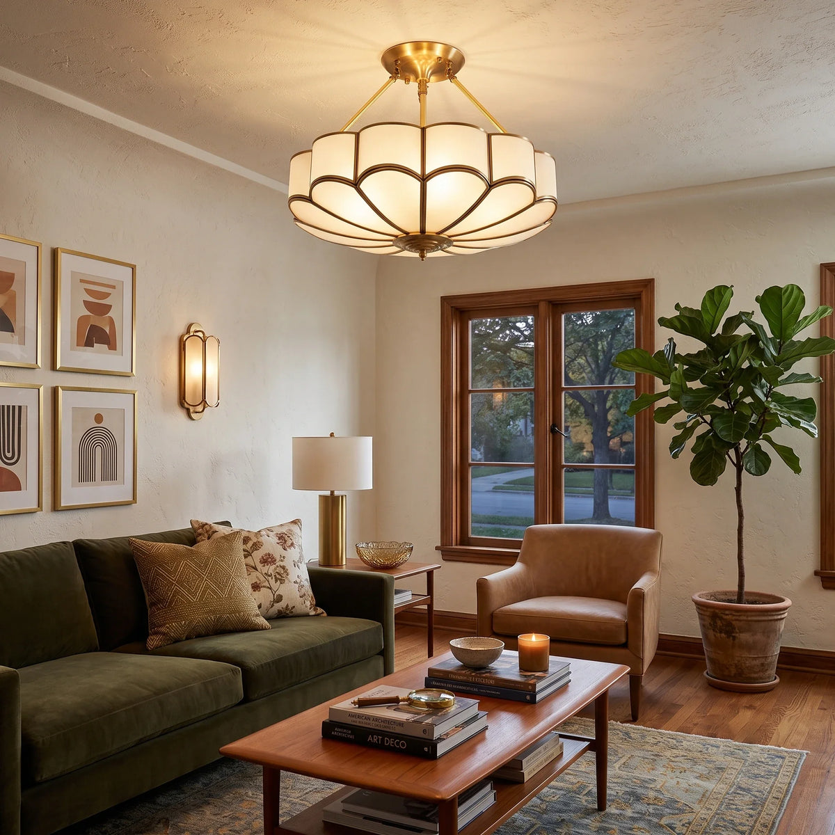 Petal Semi-Flush Mount in glass for Low Ceilings by AUVIELIGHT