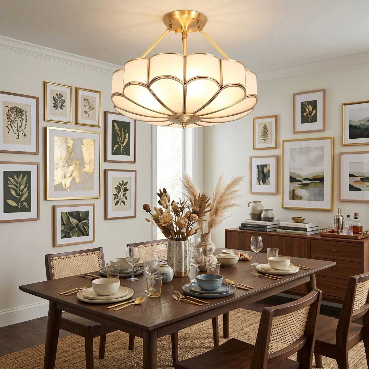 Petal Semi-Flush Mount in glass for Low Ceilings by AUVIELIGHT