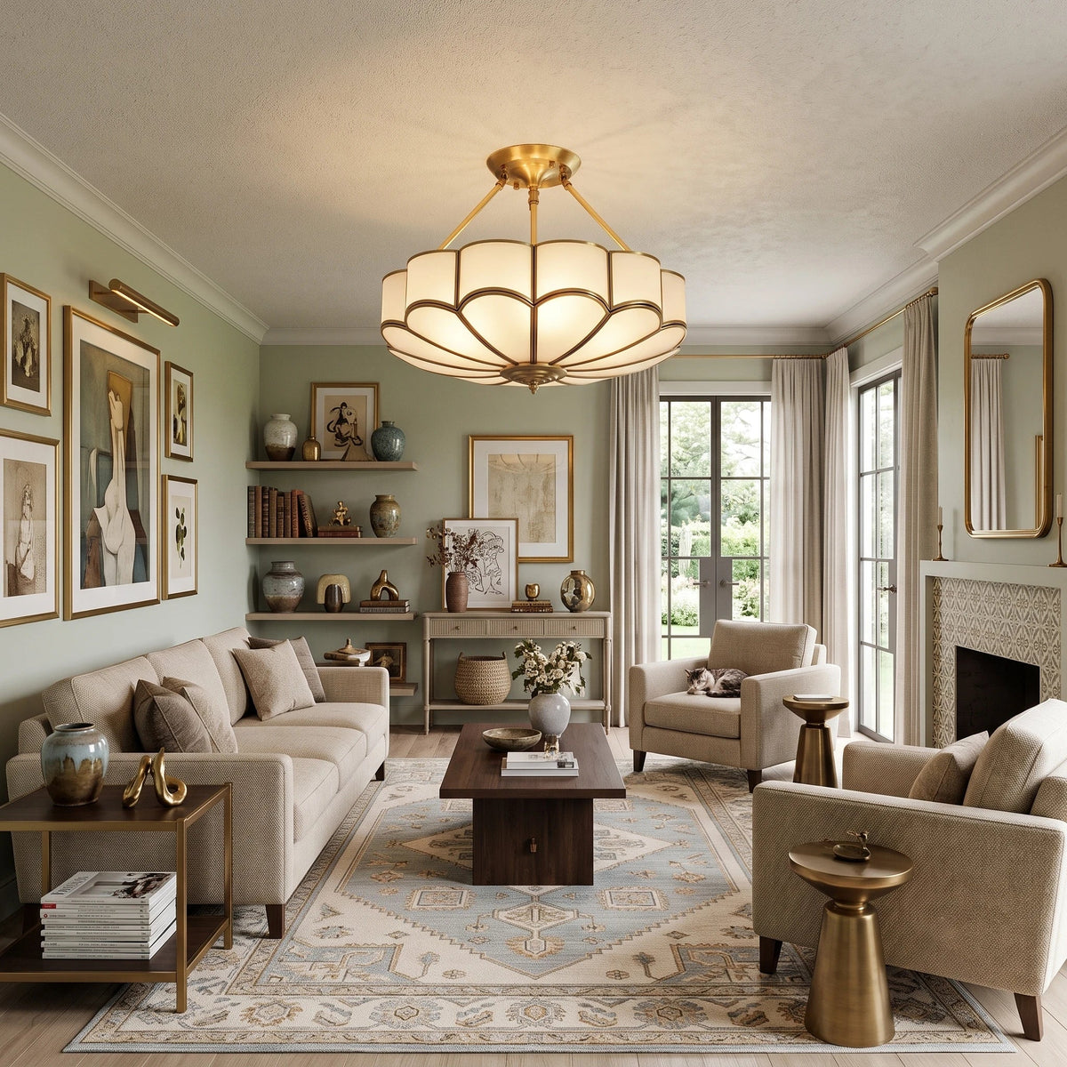 Petal Semi-Flush Mount in glass for Low Ceilings by AUVIELIGHT