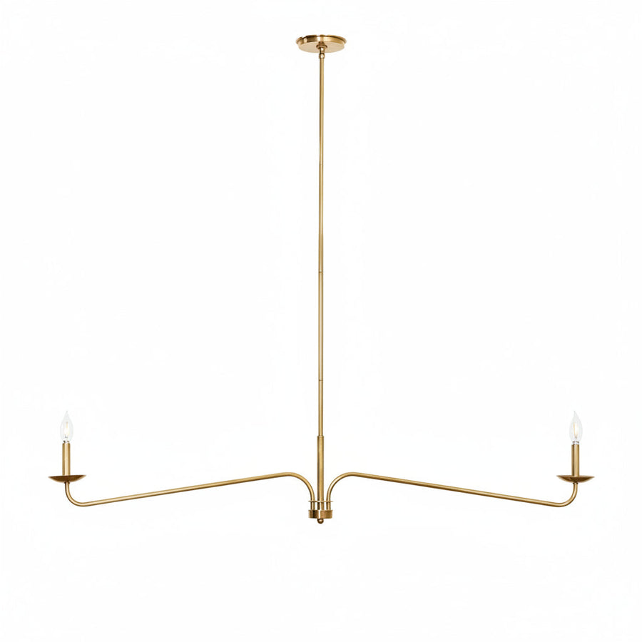 Philomena Linear Chandelier for Dining Room by AUVIELIGHT, Dia 147cm x H 60cm / ∅ 57.9″ x H 23.6″ / Antique Brass