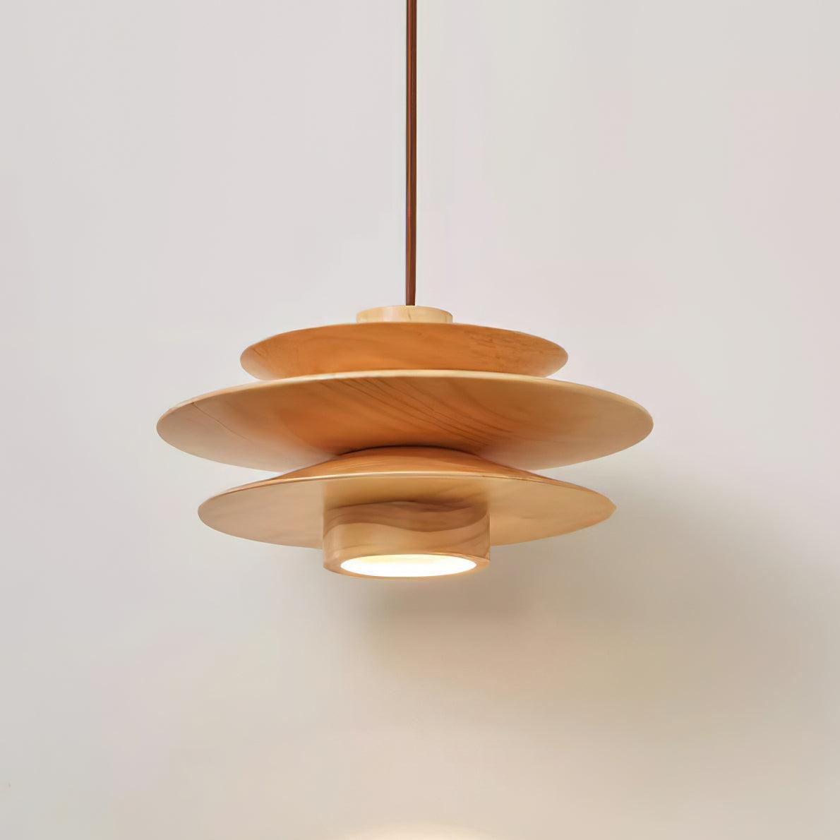 Picasso Pendant Light for Kitchen Island by AUVIELIGHT, Dia 30 cm × H 15 cm  /  ∅ 11.8″ × H 5.9″ / Wood Color