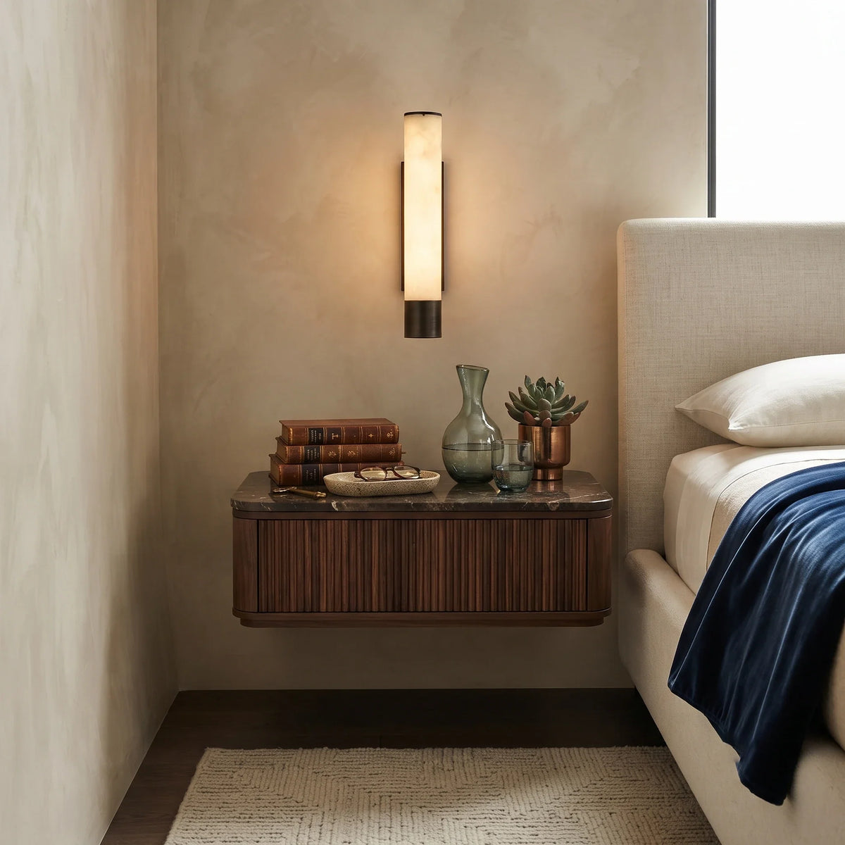 Pillar Wall Sconce in alabaster for Hallway by AUVIELIGHT