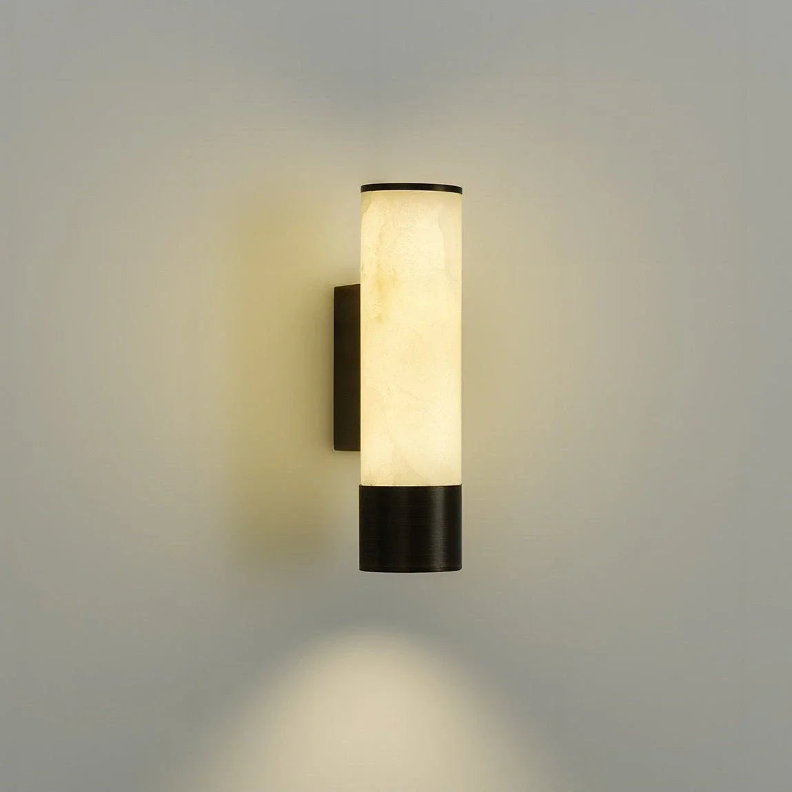 Pillar Wall Sconce in alabaster for Hallway by AUVIELIGHT, ∅ 2.3" x H 9.8" / Black & White / Warm Light